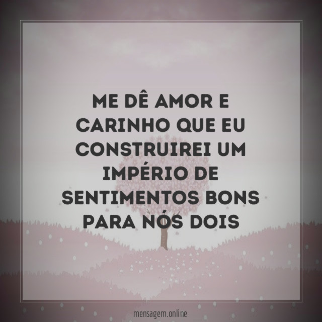 Me dê amor e carinho que eu construirei