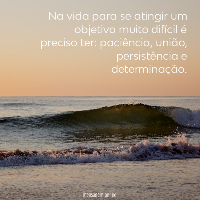 Na vida para se atingir um objetivo muito difícil é preciso ter