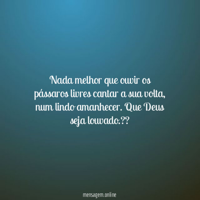 Nada melhor que ouvir os pássaros livres cantar a sua volta