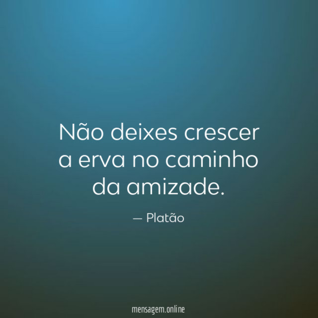 Não deixes crescer a erva no caminho da amizade