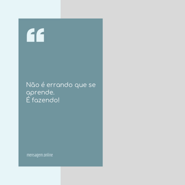 Não é errando que se aprende