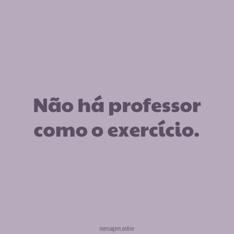 Não há professor como o exercício