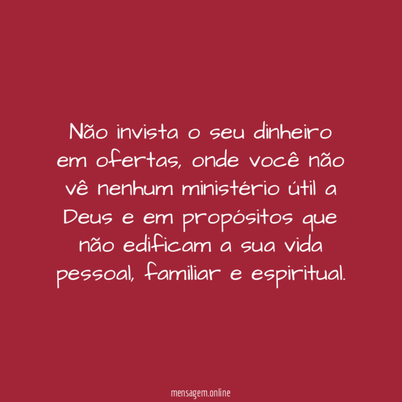 Não invista o seu dinheiro em ofertas