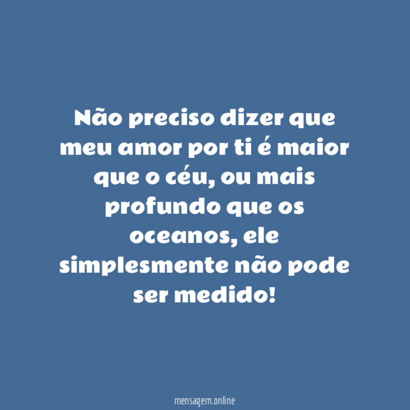 Não preciso dizer que meu amor por ti