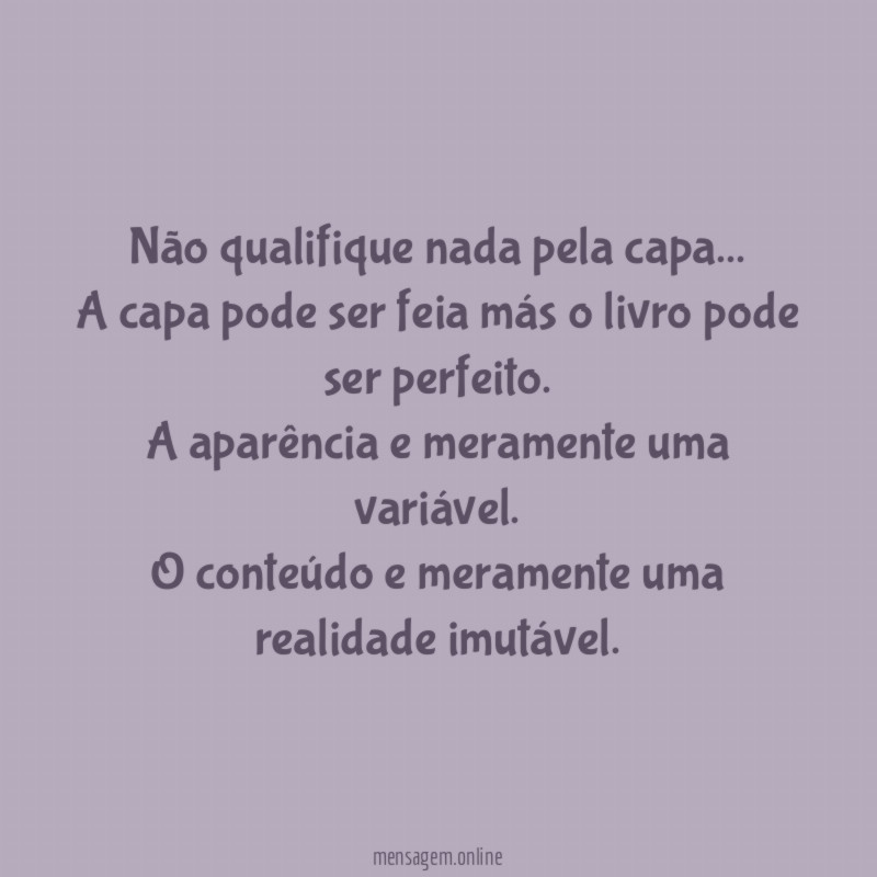 Não qualifique nada pela capa