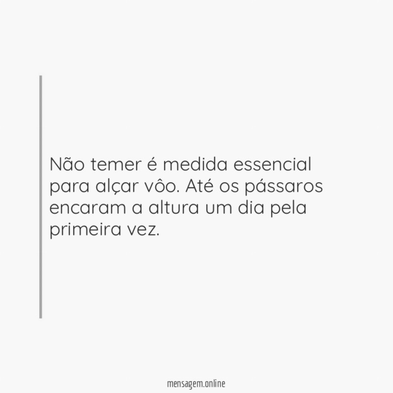Não temer é medida essencial para alçar vôo