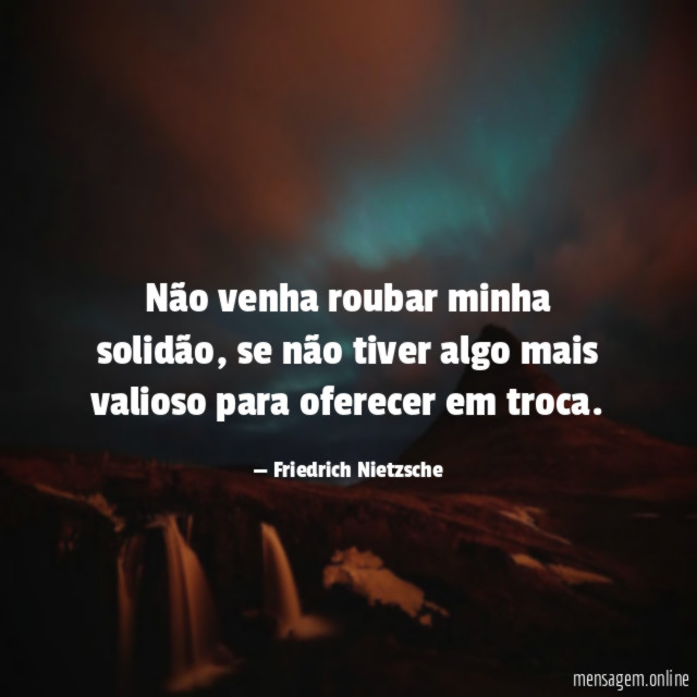 Não venha roubar minha solidão