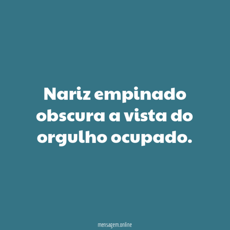 Nariz empinado obscura a vista do orgulho ocupado