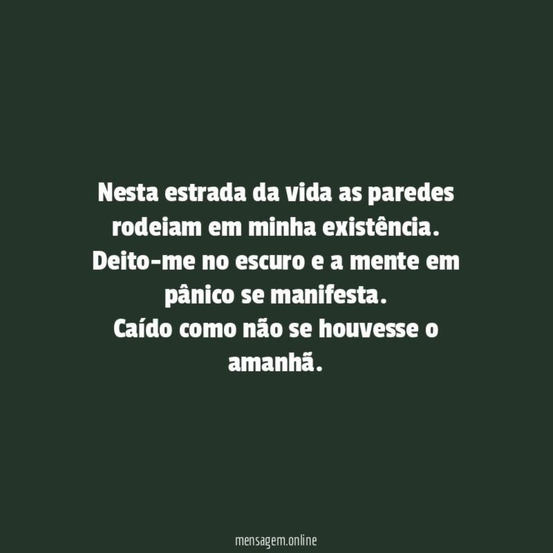 Nesta estrada da vida as paredes rodeiam em minha existência