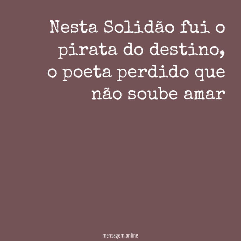 Nesta Solidão fui o pirata do destino