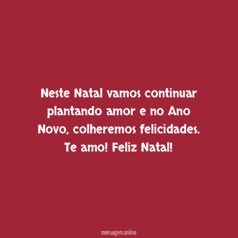 Neste Natal vamos continuar plantando amor e no Ano Novo