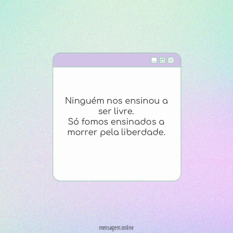 Ninguém nos ensinou a ser livre