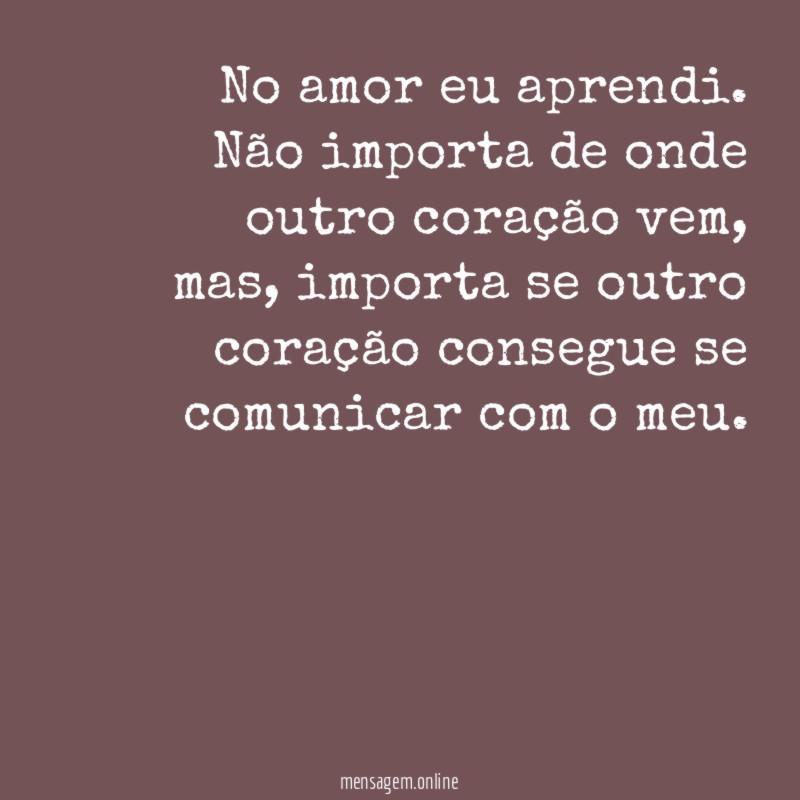 No amor eu aprendi