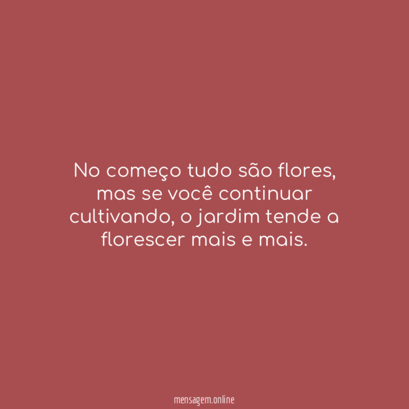 No começo tudo são flores