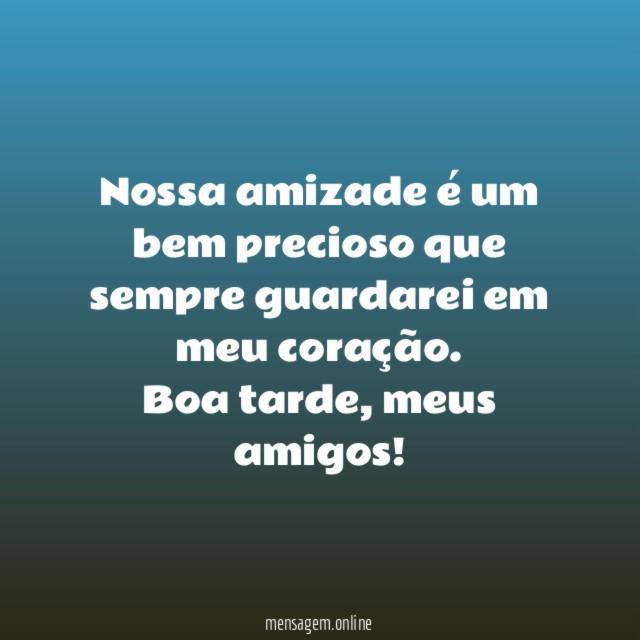 Nossa amizade é um bem precioso que sempre guardarei em meu coração