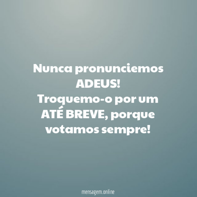 Nunca pronunciemos ADEUS