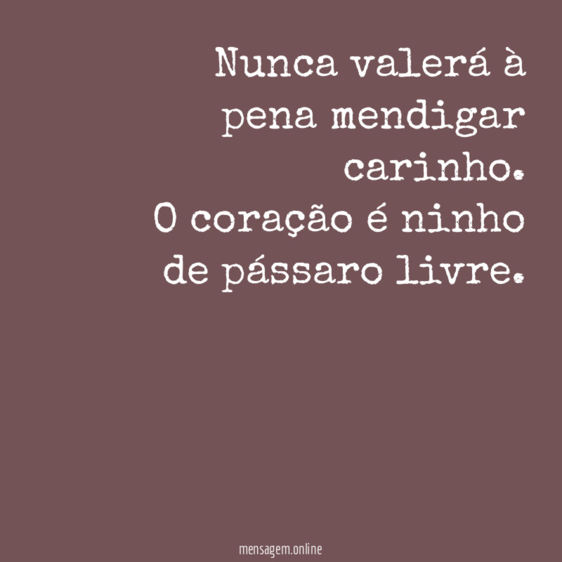 Nunca valerá à pena mendigar carinho