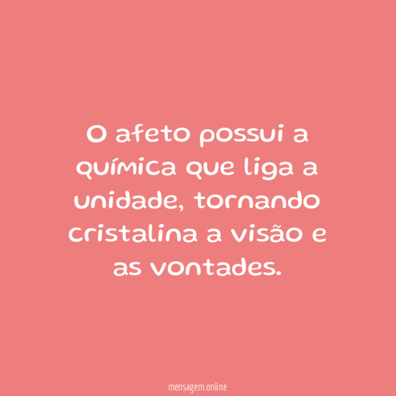 O afeto possui a química que liga a unidade