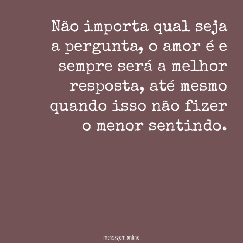 O amor é a resposta