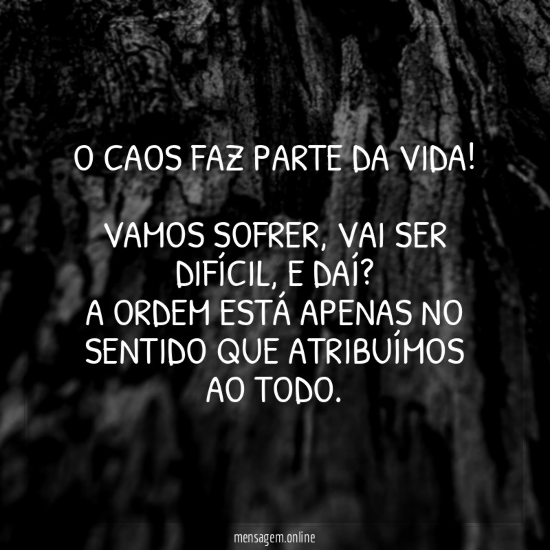 O caos faz parte da vida