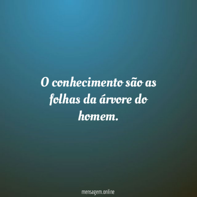 O conhecimento são as folhas da árvore do homem