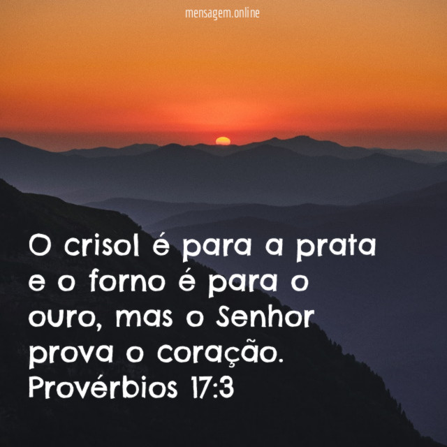 O crisol é para a prata e o forno é para o ouro, mas o Senhor prova o coração.