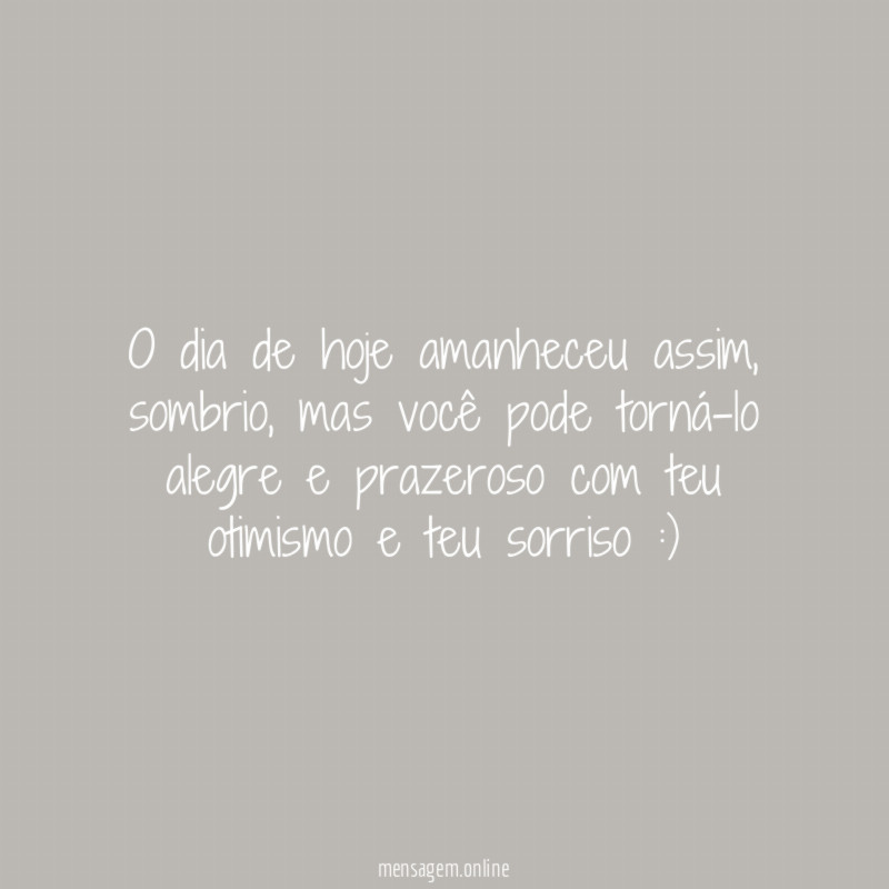 O dia de hoje amanheceu assim