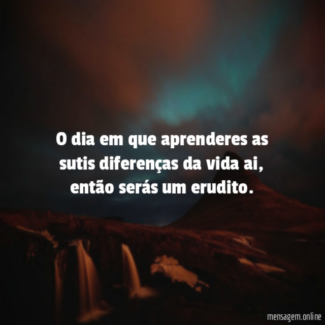 O dia em que aprenderes as sutis diferenças da vida ai