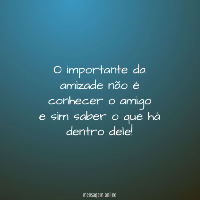 O importante da amizade não é conhecer