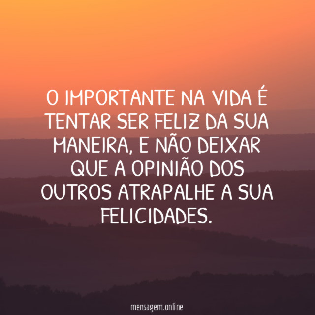 O IMPORTANTE NA VIDA É TENTAR SER FELIZ DA SUA MANEIRA