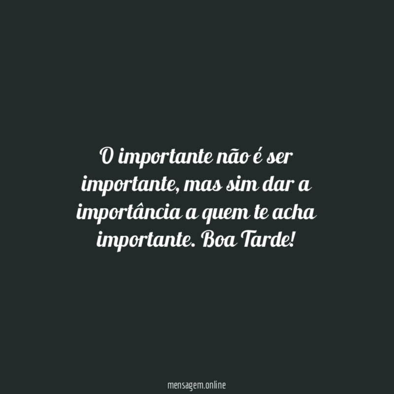 O importante não é…