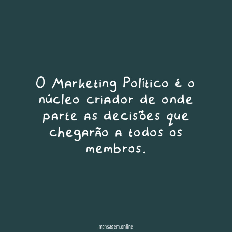 O Marketing Político é o núcleo criador de