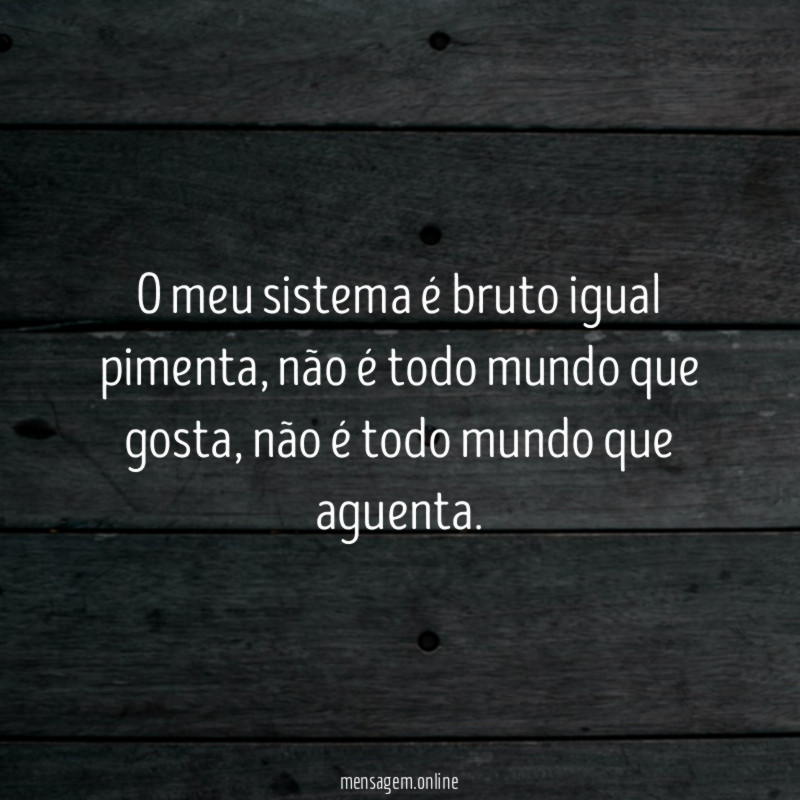 O meu sistema é bruto igual pimenta