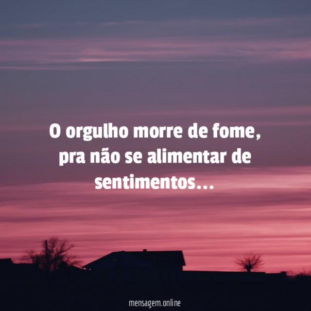 O orgulho morre de fome