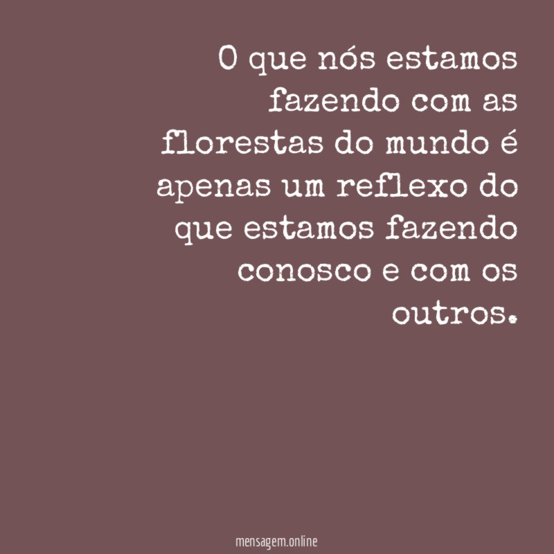 O que nós estamos fazendo com as florestas
