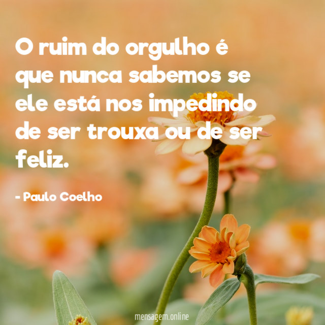 O ruim do orgulho é que nunca sabemos