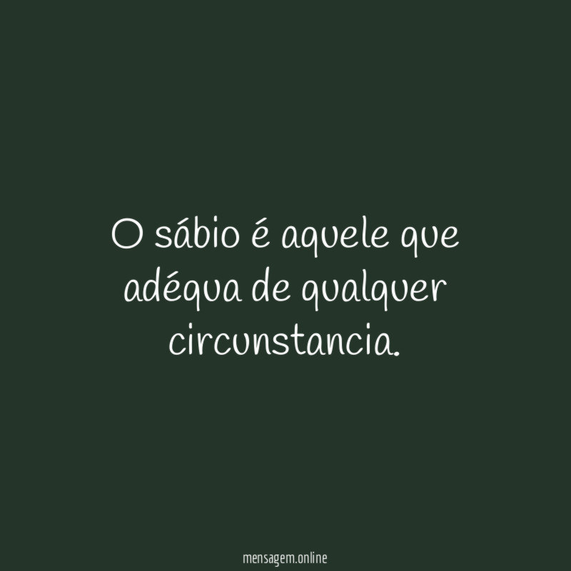 O sábio é aquele que adéqua de qualquer circunstancia