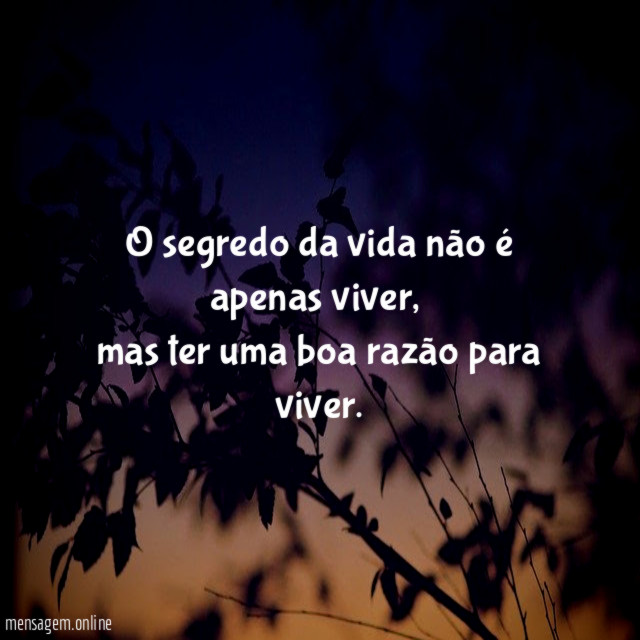 O segredo da vida não é apenas viver