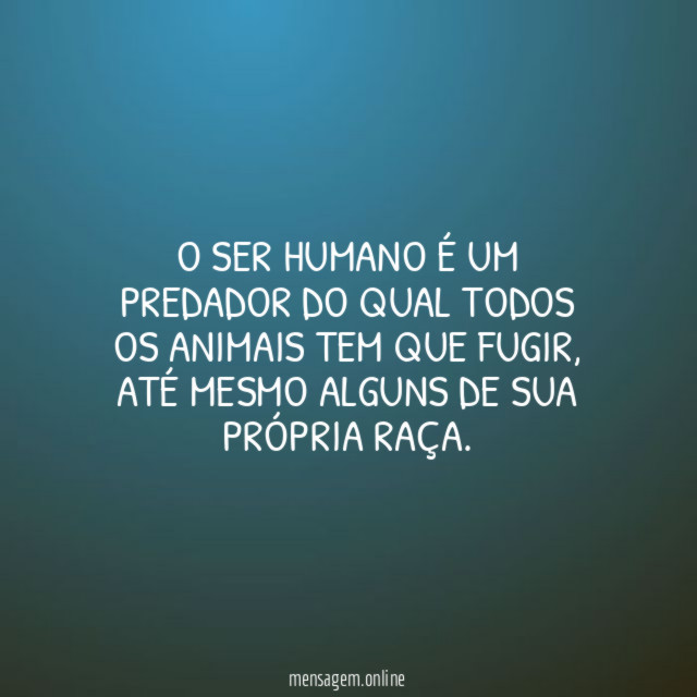 O ser humano é um predador do qual