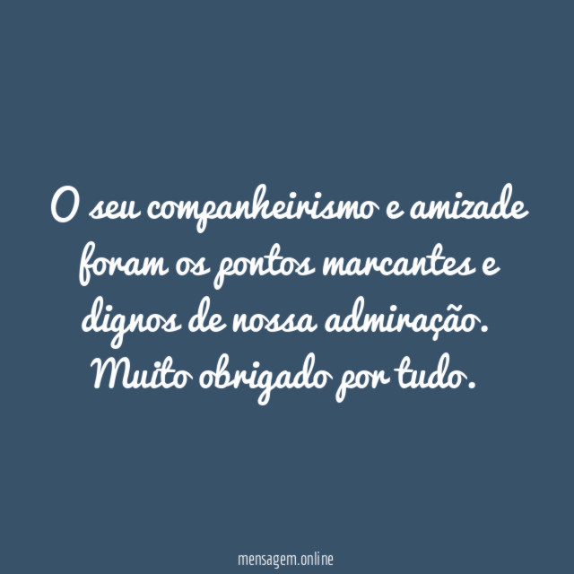 O seu companheirismo e amizade foram os pontos