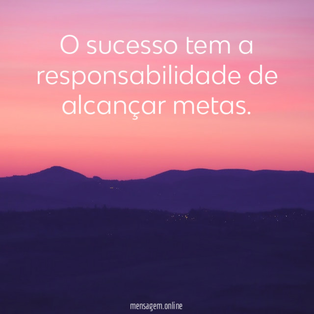 O sucesso tem a responsabilidade de alcançar metas