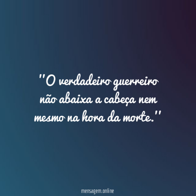 'O verdadeiro guerreiro não abaixa a cabeça nem