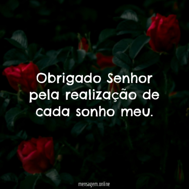 Obrigado Senhor pela realização de cada sonho meu