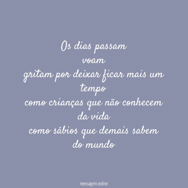 Os dias passam voam gritam por deixar ficar mais um