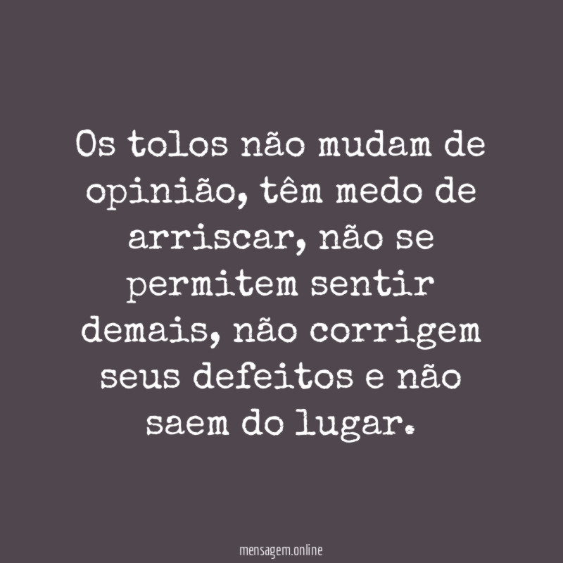 Os tolos não mudam de opinião