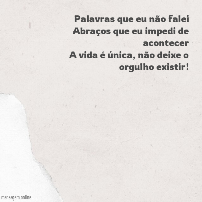 Palavras que eu não falei Abraços que eu impedi
