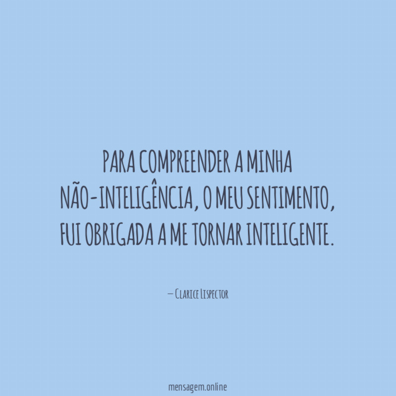 Para compreender a minha não-inteligência