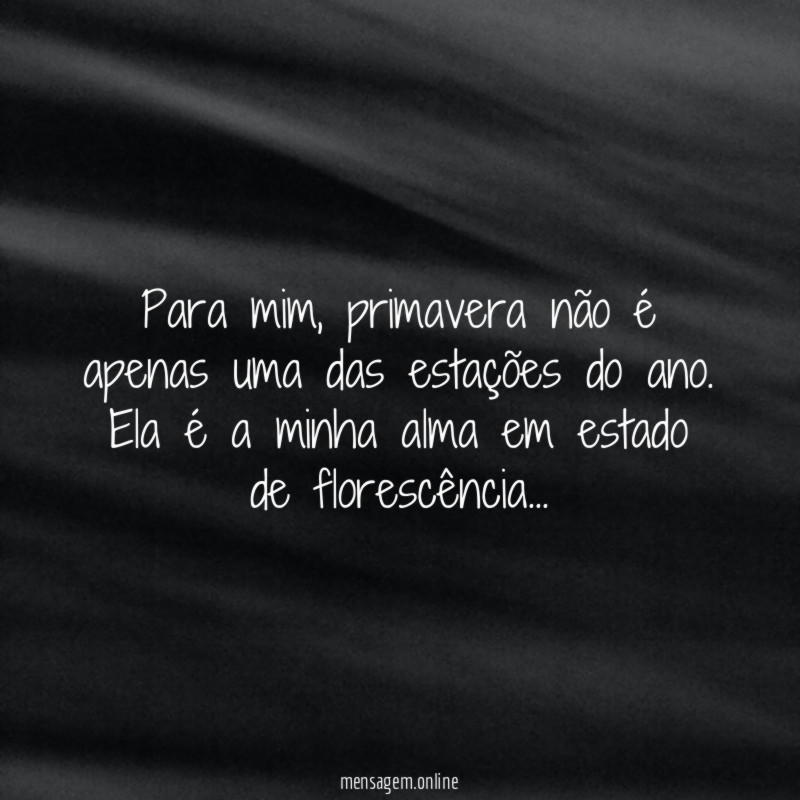 Para mim, primavera não é apenas uma das estações do ano.
Ela é a minha alma em estado de florescência…