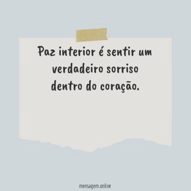 Paz interior é sentir