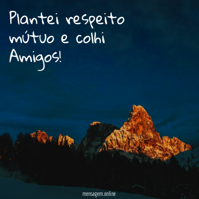 Plantei respeito mútuo e colhi Amigos